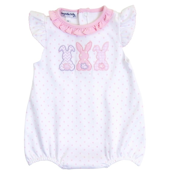 Magnolia Baby Other - Bunny Trio Applique Pink Flutters Bubble